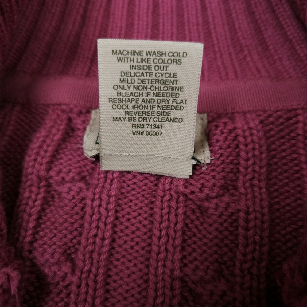 L.L. Bean Raspberry Cable Knit Cardigan - Picture 4 of 15